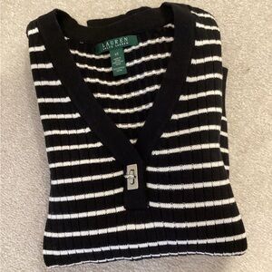 Lauren Ralph Lauren Black and White Striped Sweater
